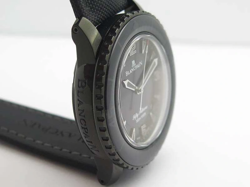 Fifty Fathoms PVD Dark Knight ZF 1:1 Best Edition Black Dial On Sail-canvas Strap A1315
