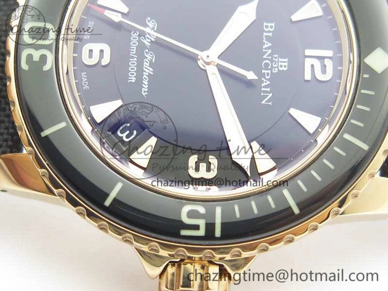Fifty Fathoms RG Black ZF 1:1 Best Edition Black Dial On Sail-Canvas Strap A2836 (Free Extra Strap)