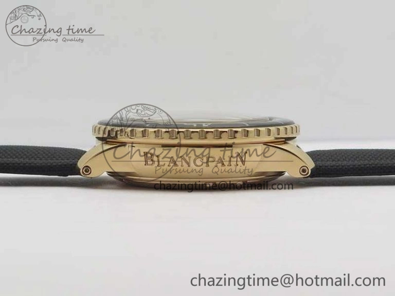 Fifty Fathoms RG Black ZF 1:1 Best Edition Black Dial On Sail-Canvas Strap A2836 (Free Extra Strap)