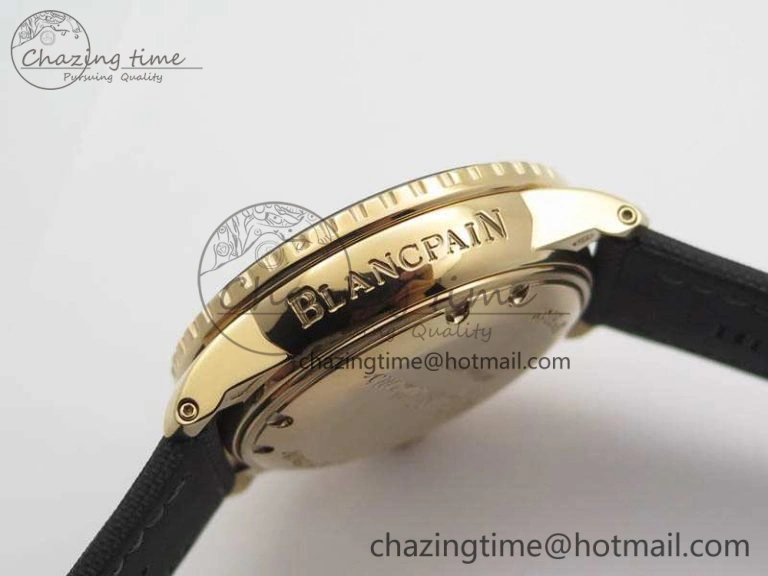 Fifty Fathoms RG Black ZF 1:1 Best Edition Black Dial On Sail-Canvas Strap A2836 (Free Extra Strap)
