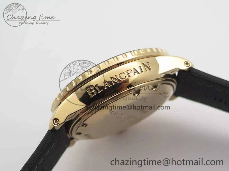 Fifty Fathoms RG Black ZF 1:1 Best Edition Black Dial On Sail-Canvas Strap A2836 (Free Extra Strap)