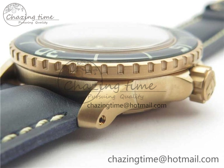 Fifty Fathoms RG Bright Blue ZF 1:1 Best Edition on Blue Leather Strap A1315