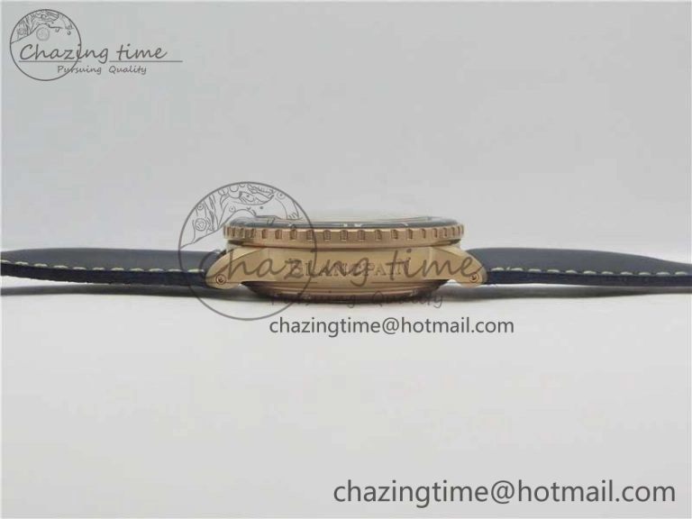 Fifty Fathoms RG Bright Blue ZF 1:1 Best Edition on Blue Leather Strap A1315