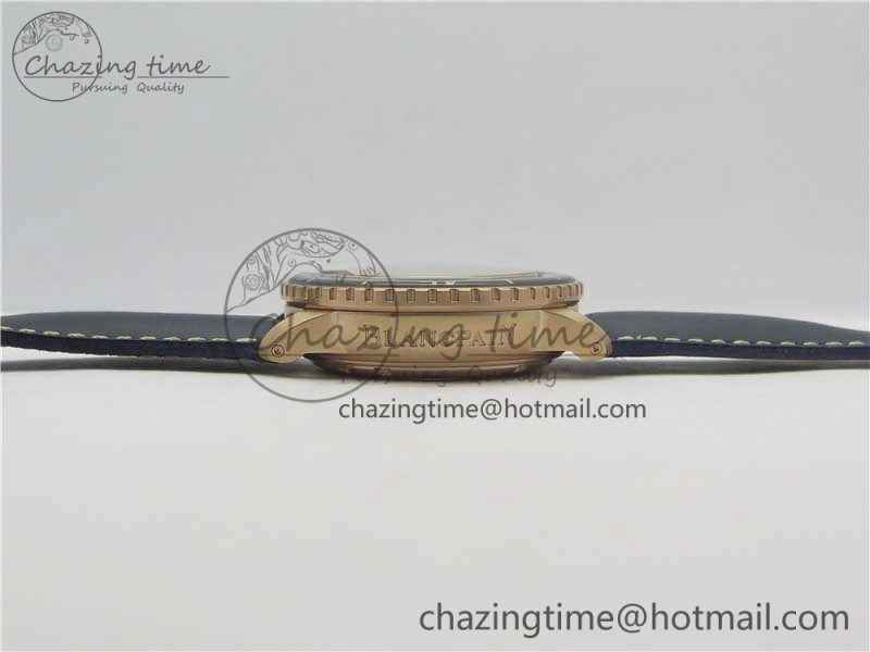 Fifty Fathoms RG Bright Blue ZF 1:1 Best Edition on Blue Leather Strap A1315