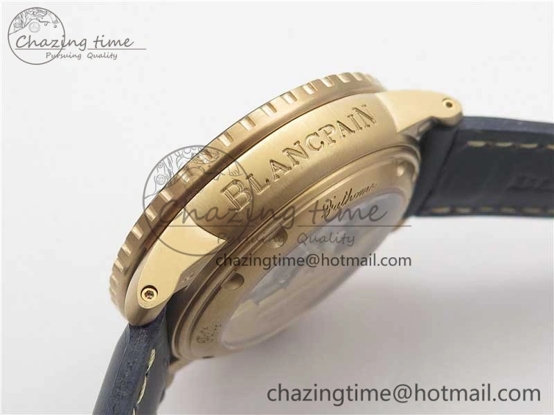 Fifty Fathoms RG Bright Blue ZF 1:1 Best Edition on Blue Leather Strap A1315