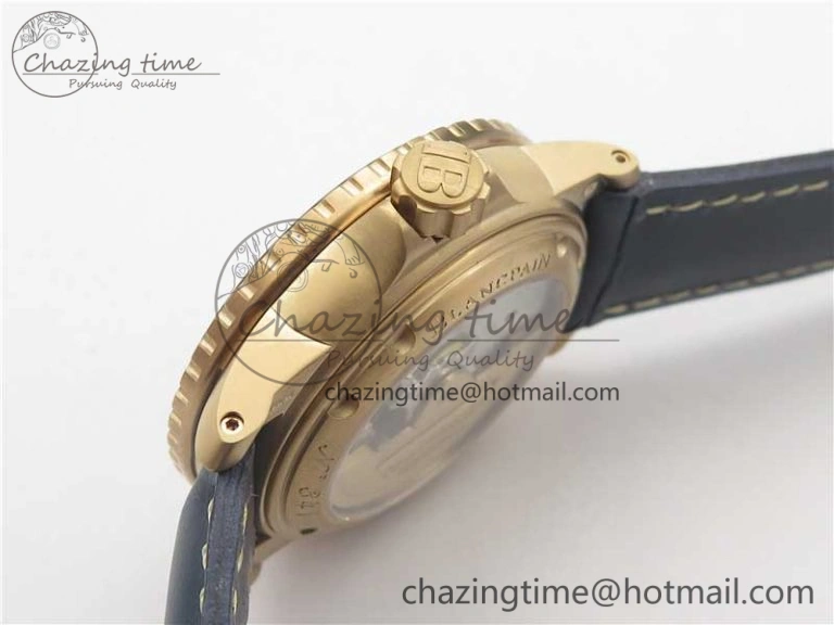 Fifty Fathoms RG Bright Blue ZF 1:1 Best Edition on Blue Leather Strap A1315