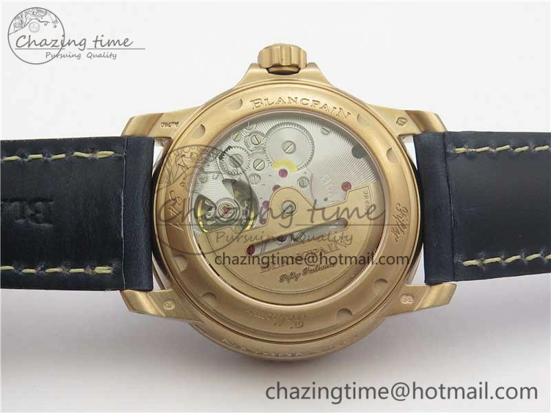 Fifty Fathoms RG Bright Blue ZF 1:1 Best Edition on Blue Leather Strap A1315