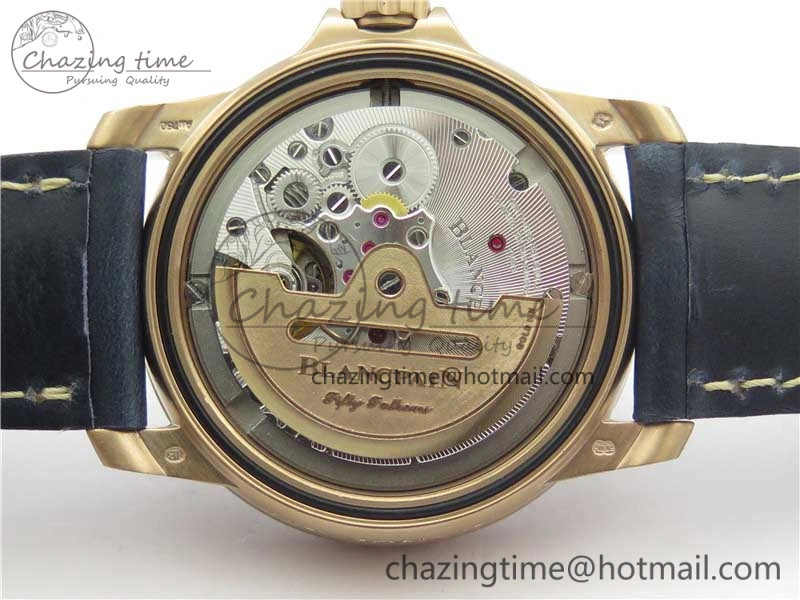 Fifty Fathoms RG Bright Blue ZF 1:1 Best Edition on Blue Leather Strap A1315