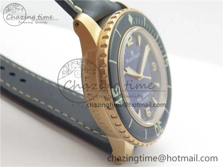 Fifty Fathoms RG Bright Blue ZF 1:1 Best Edition on Blue Leather Strap A1315