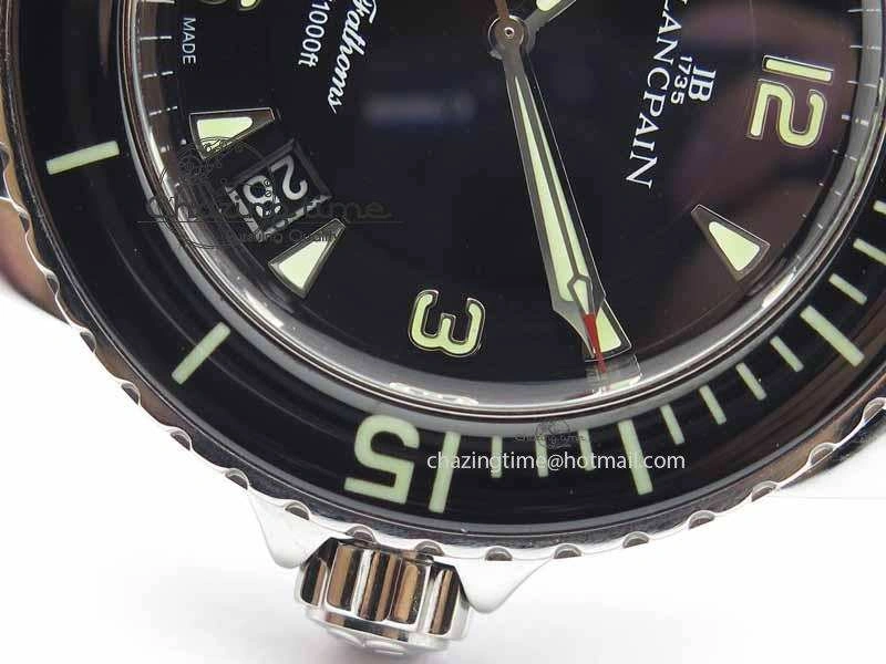 Fifty Fathoms SS Black ZF 1:1 Best Edition Black Dial On Sail Canvas Strap A2836 (Free Extra Strap)