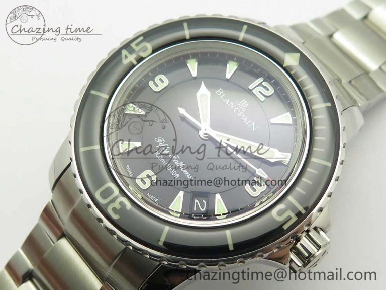 Fifty Fathoms SS Black ZF 1:1 Best Edition Black Dial on SS Bracelet A2836