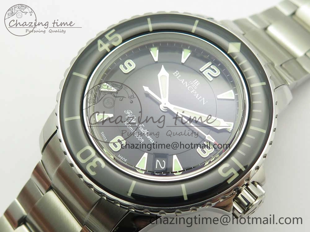 Fifty Fathoms SS Black ZF 1:1 Best Edition Black Dial on SS Bracelet A2836