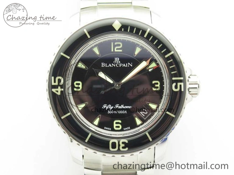 Fifty Fathoms SS Black ZF 1:1 Best Edition Black Dial on SS Bracelet A2836