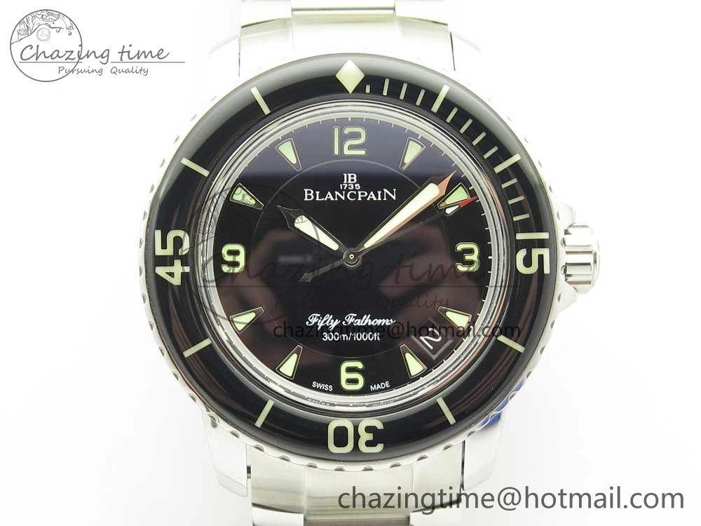 Fifty Fathoms SS Black ZF 1:1 Best Edition Black Dial on SS Bracelet A2836