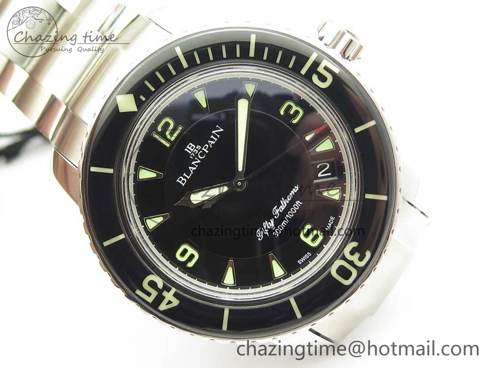 Fifty Fathoms SS Black ZF 1:1 Best Edition Black Dial on SS Bracelet A2836