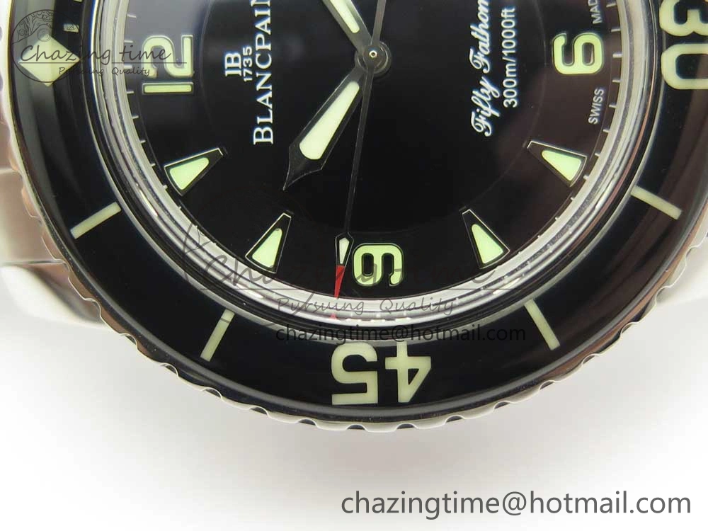 Fifty Fathoms SS Black ZF 1:1 Best Edition Black Dial on SS Bracelet A2836