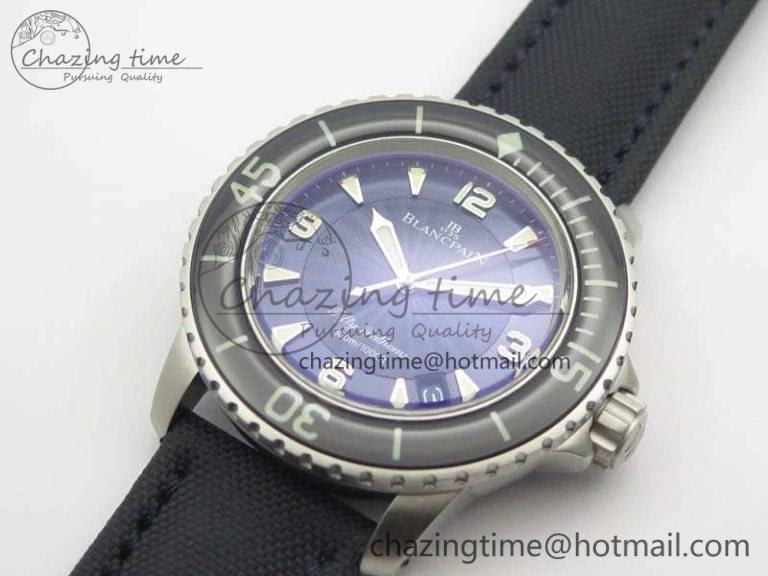 Fifty Fathoms SS Blue ZF 1:1 Best Edition Blue Dial On Sail Canvas Strap A2836 (Free Extra Strap)