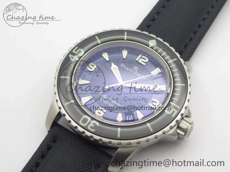 Fifty Fathoms SS Blue ZF 1:1 Best Edition Blue Dial On Sail Canvas Strap A2836 (Free Extra Strap)
