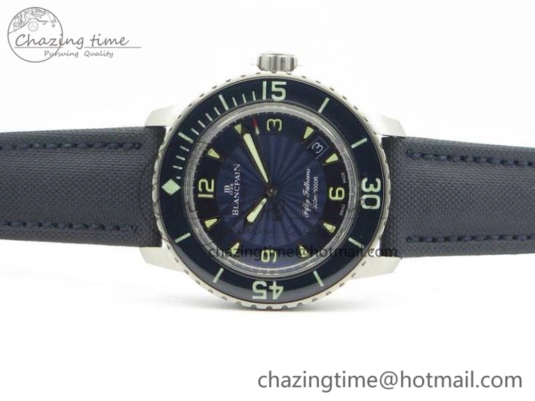 Fifty Fathoms SS Blue ZF 1:1 Best Edition Blue Dial On Sail Canvas Strap A2836 (Free Extra Strap)