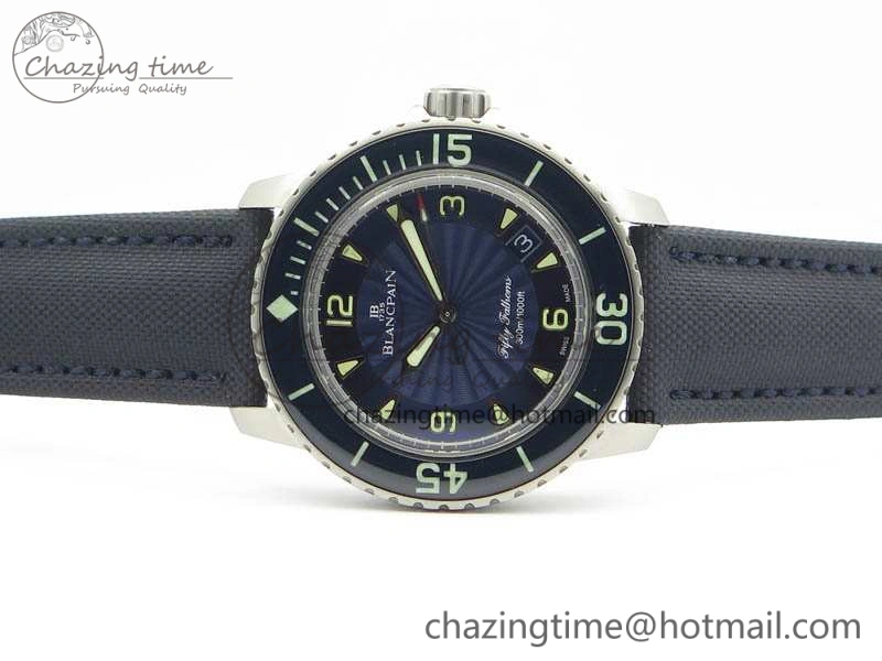 Fifty Fathoms SS Blue ZF 1:1 Best Edition Blue Dial On Sail Canvas Strap A2836 (Free Extra Strap)