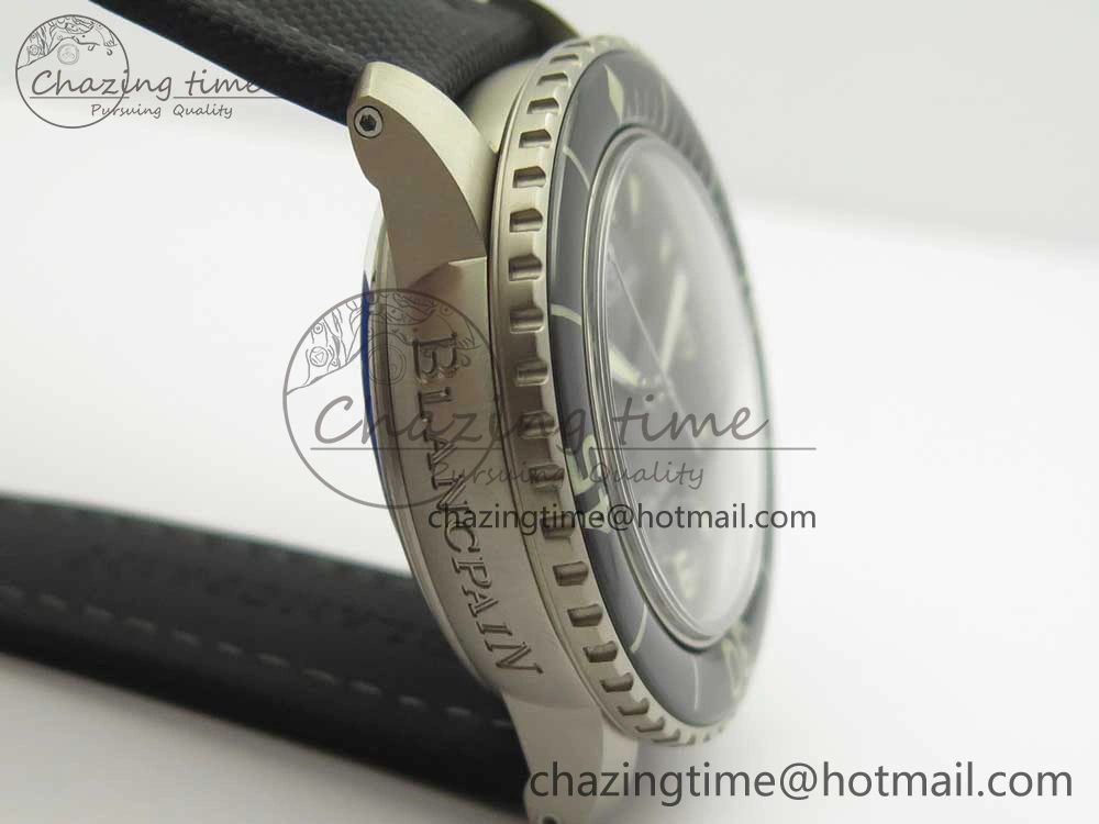 Fifty Fathoms Ti Black ZF 1:1 Best Edition Black Dial on Sail-canvas Strap A1315 (Free Extra Strap)