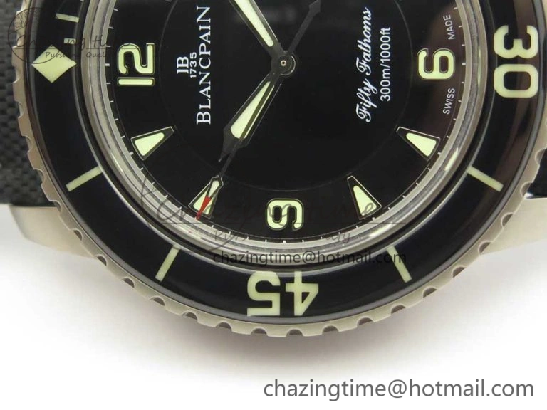 Fifty Fathoms Ti Black ZF 1:1 Best Edition Black Dial on Sail-canvas Strap A1315 (Free Extra Strap)