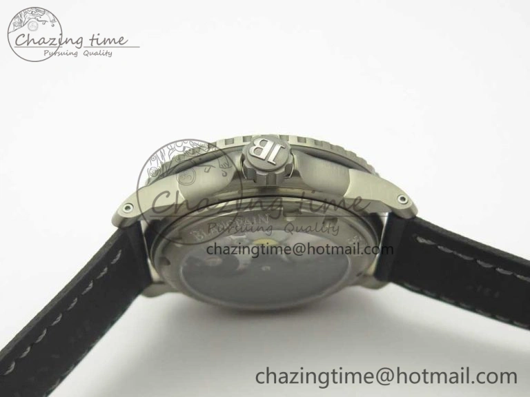 Fifty Fathoms Titanium Big Date Black HGF Best Edition Black Dial on Sail-canvas Strap A6918B (Free Tool And Nylon Strap)