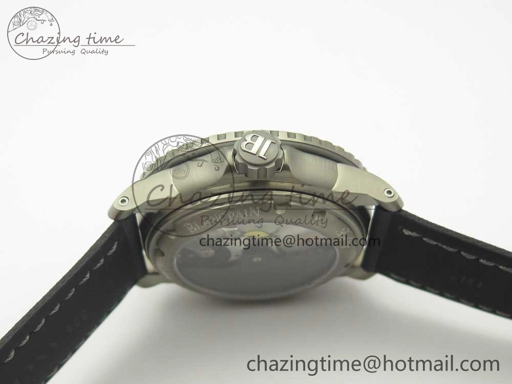 Fifty Fathoms Titanium Big Date Black HGF Best Edition Black Dial on Sail-canvas Strap A6918B (Free Tool And Nylon Strap)