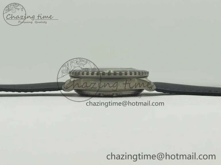 Fifty Fathoms Titanium Big Date Blue HGF Best Edition Blue Dial on Sail-canvas Strap A6918B (Free Tool And Nylon Strap)