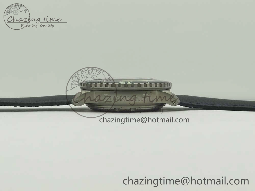 Fifty Fathoms Titanium Big Date Blue HGF Best Edition Blue Dial on Sail-canvas Strap A6918B (Free Tool And Nylon Strap)