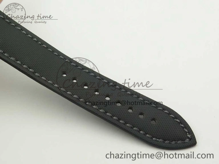 Fifty Fathoms Titanium Big Date Blue HGF Best Edition Blue Dial on Sail-canvas Strap A6918B (Free Tool And Nylon Strap)