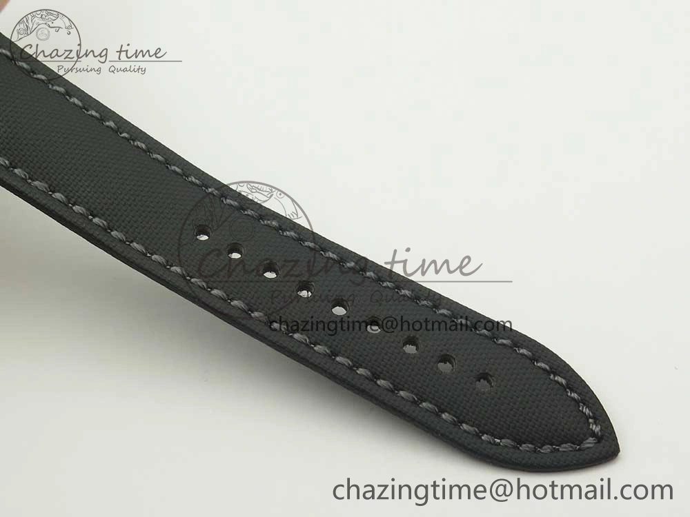 Fifty Fathoms Titanium Big Date Blue HGF Best Edition Blue Dial on Sail-canvas Strap A6918B (Free Tool And Nylon Strap)