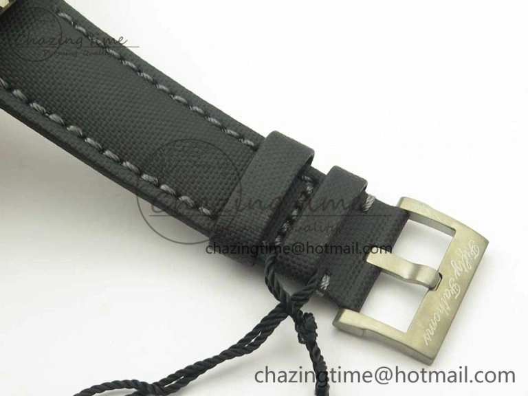 Fifty Fathoms Titanium Big Date Blue HGF Best Edition Blue Dial on Sail-canvas Strap A6918B (Free Tool And Nylon Strap)