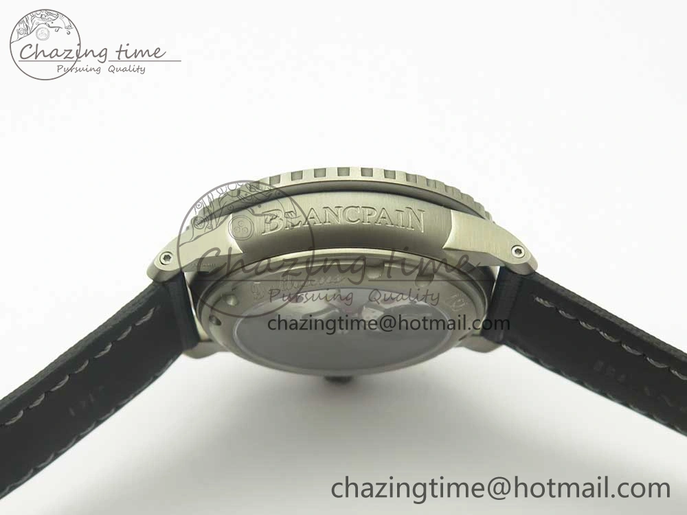 Fifty Fathoms Titanium Big Date Blue HGF Best Edition Blue Dial on Sail-canvas Strap A6918B (Free Tool And Nylon Strap)