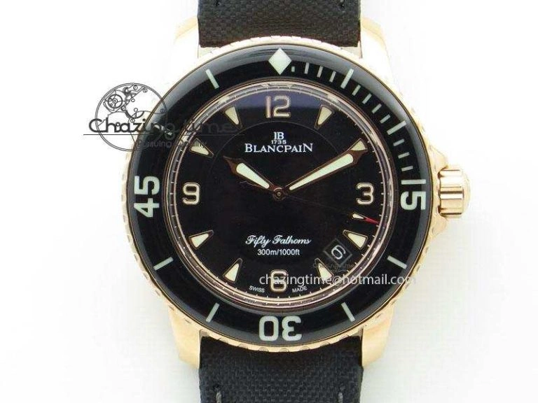 Fifty Fathoms Titanium Big Date Blue HGF Best Edition Blue Dial on Sail-canvas Strap A6918B (Free Tool And Nylon Strap)