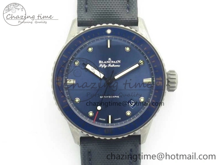 Fifty Fathoms Titanium Blue ZF 1:1 Best Edition Blue Dial On Canvas Strap A2836 (Free Tool )