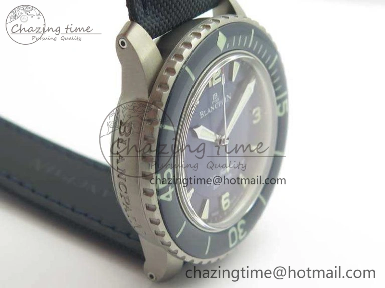 Fifty Fathoms Titanium Blue ZF 1:1 Best Edition Blue Dial On Canvas Strap A2836 (Free Tool )
