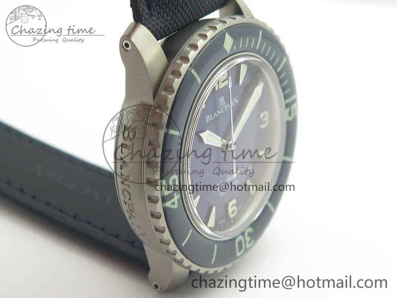 Fifty Fathoms Titanium Blue ZF 1:1 Best Edition Blue Dial On Canvas Strap A2836 (Free Tool )