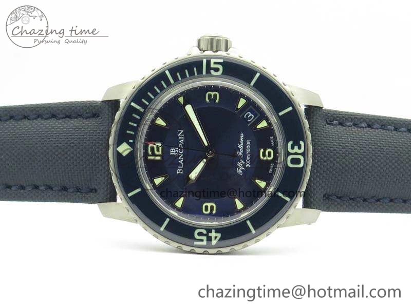 Fifty Fathoms Titanium Blue ZF 1:1 Best Edition Blue Dial On Canvas Strap A2836 (Free Tool )