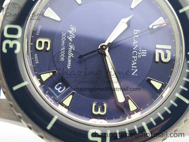 Fifty Fathoms Titanium Blue ZF 1:1 Best Edition Blue Dial On Canvas Strap A2836 (Free Tool )
