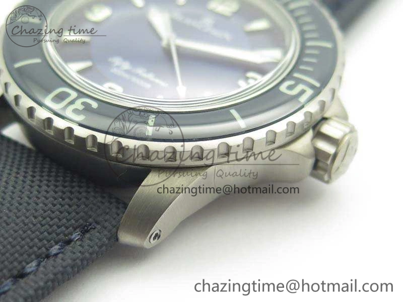 Fifty Fathoms Titanium Blue ZF 1:1 Best Edition Blue Dial On Canvas Strap A2836 (Free Tool )