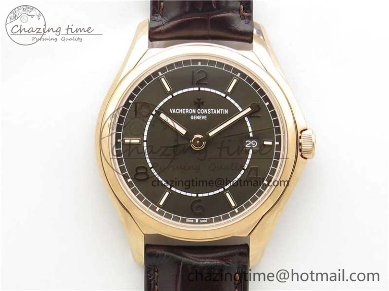 Fiftysix Complete Calendar RG 40mm ZF 1:1 Best Edition White Dial on Brown Leather Strap A2460