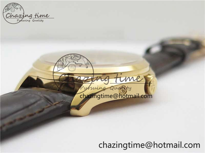 Fiftysix Complete Calendar RG 40mm ZF 1:1 Best Edition White Dial on Brown Leather Strap A2460