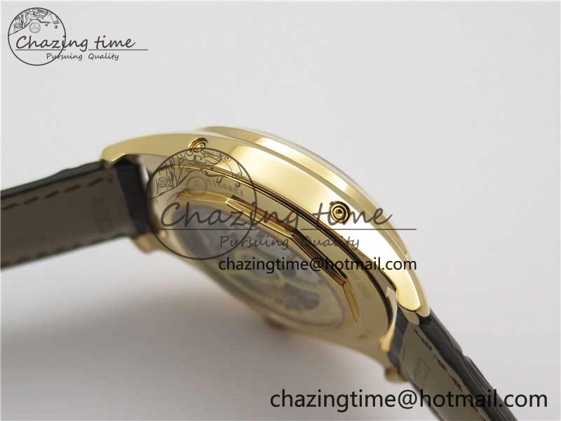 Fiftysix Complete Calendar RG 40mm ZF 1:1 Best Edition White Dial on Brown Leather Strap A2460