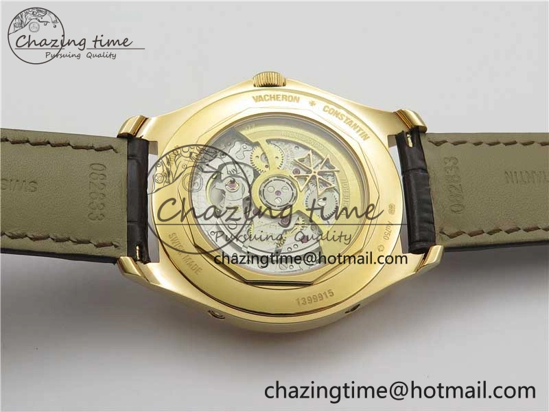 Fiftysix Complete Calendar RG 40mm ZF 1:1 Best Edition White Dial on Brown Leather Strap A2460