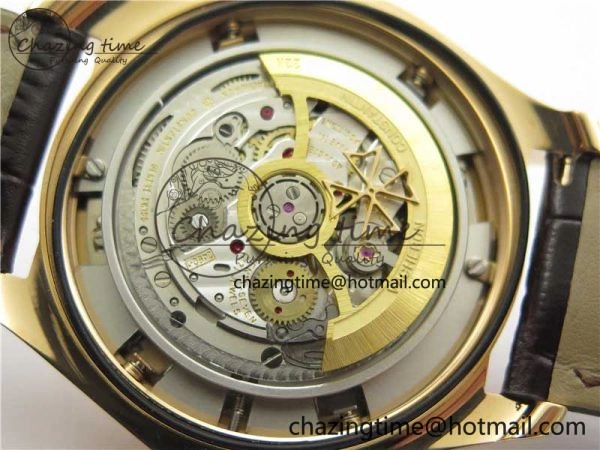Fiftysix Complete Calendar RG 40mm ZF 1:1 Best Edition White Dial on Brown Leather Strap A2460