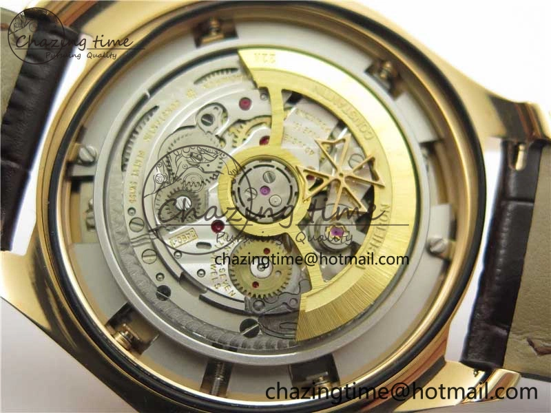 Fiftysix Complete Calendar RG 40mm ZF 1:1 Best Edition White Dial on Brown Leather Strap A2460