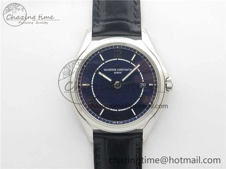 Fiftysix Complete Calendar SS 40mm ZF 1:1 Best Edition Blue Dial on Blue Leather Strap A2460
