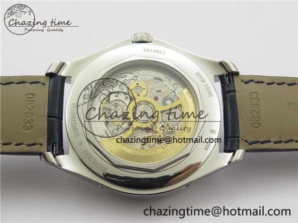 Fiftysix Complete Calendar SS 40mm ZF 1:1 Best Edition Blue Dial on Blue Leather Strap A2460