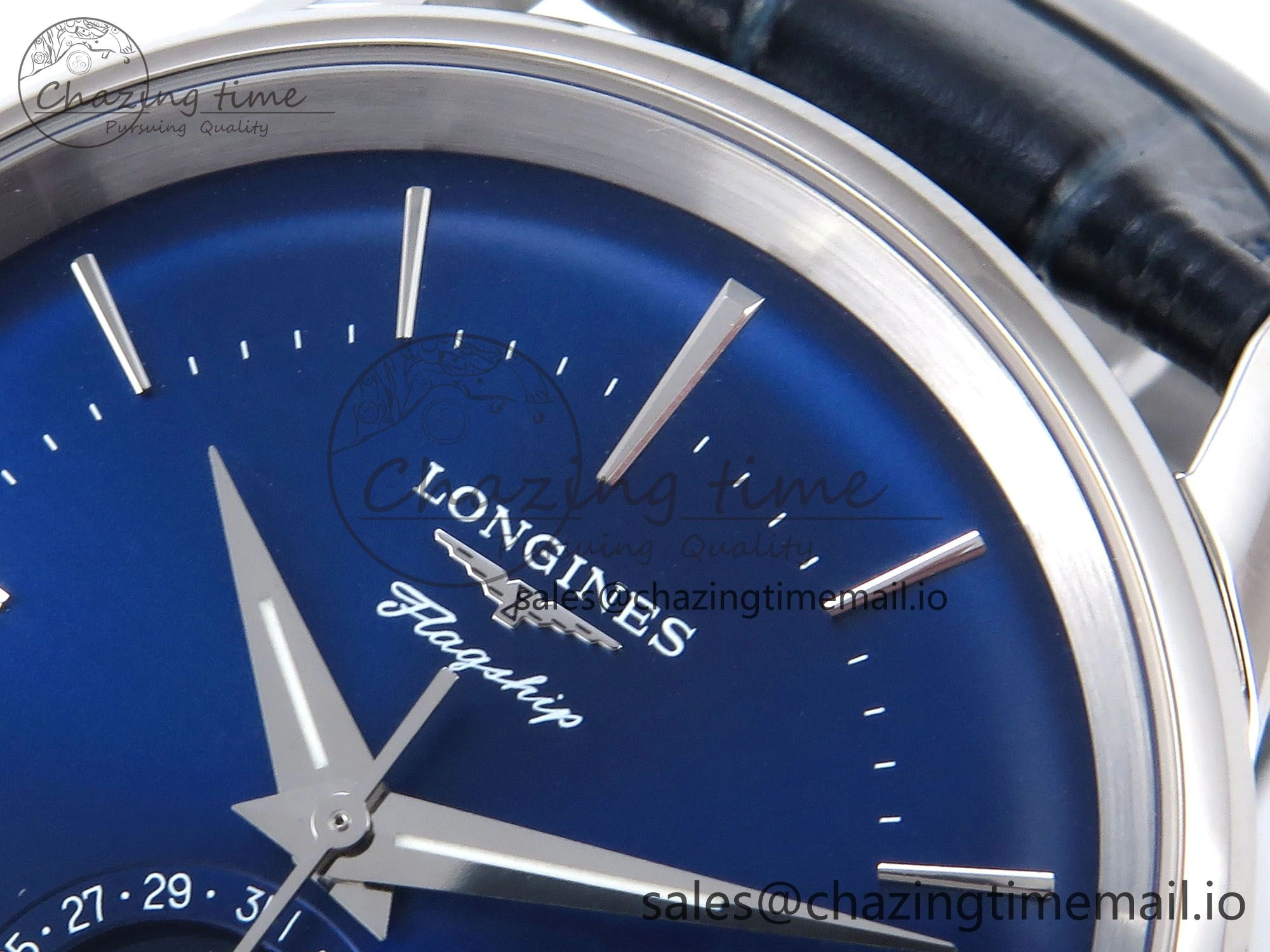 Flagship Heritage Moonphase SS APSF 1:1 Best Edition Blue Dial on Blue Leather Strap A2892
